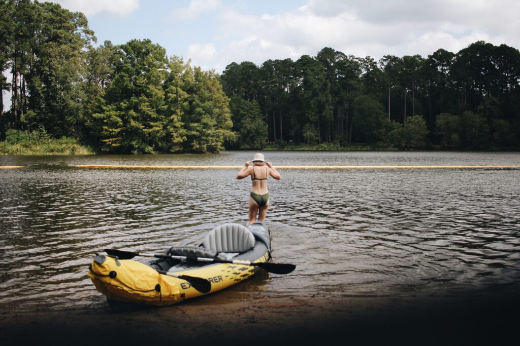 Kayaking and swimming at Ratcliff Lake